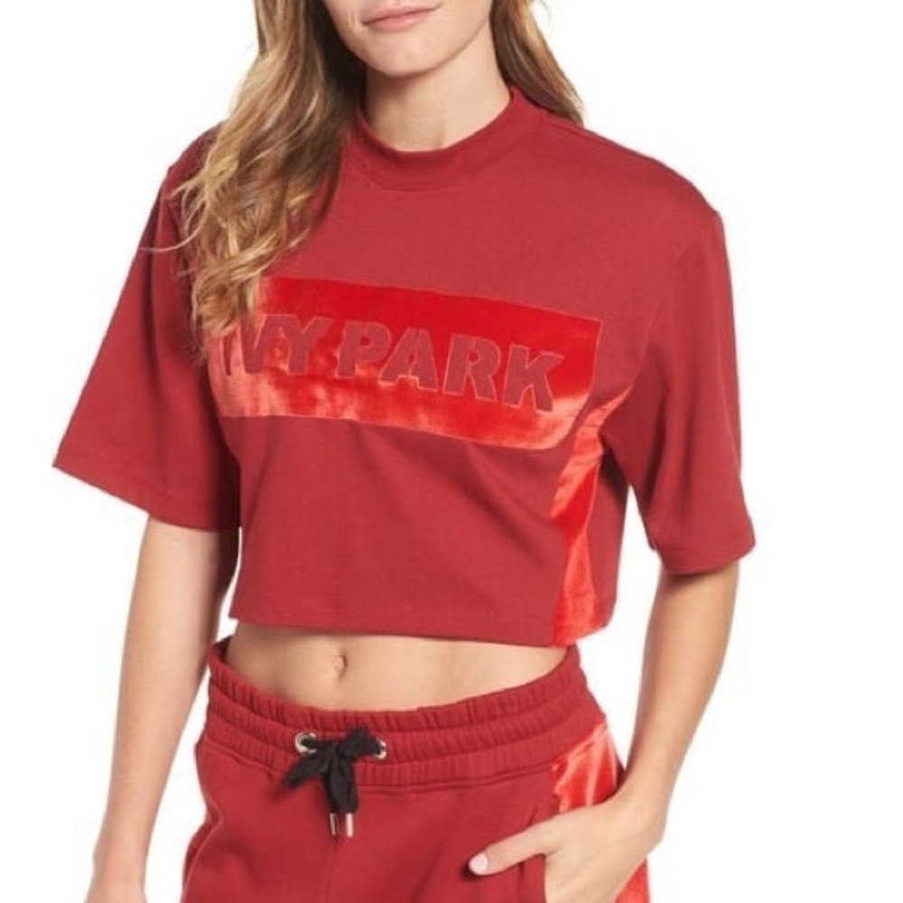 Ivy Park Velvet Logo Cropped Tee